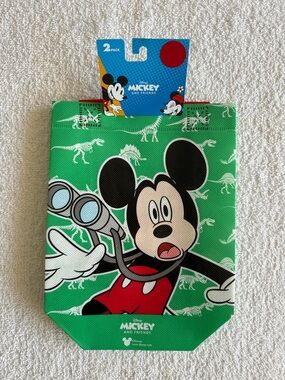 Disney Mickey Mouse Reusable Mini Green and Black Graphic Tote Bag 2 Pack
